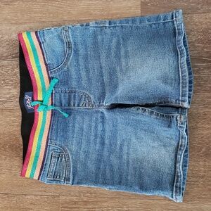 Studio V Blue Girls Denim Shorts Rainbow Sparkle Elastic Waistband, Size 10